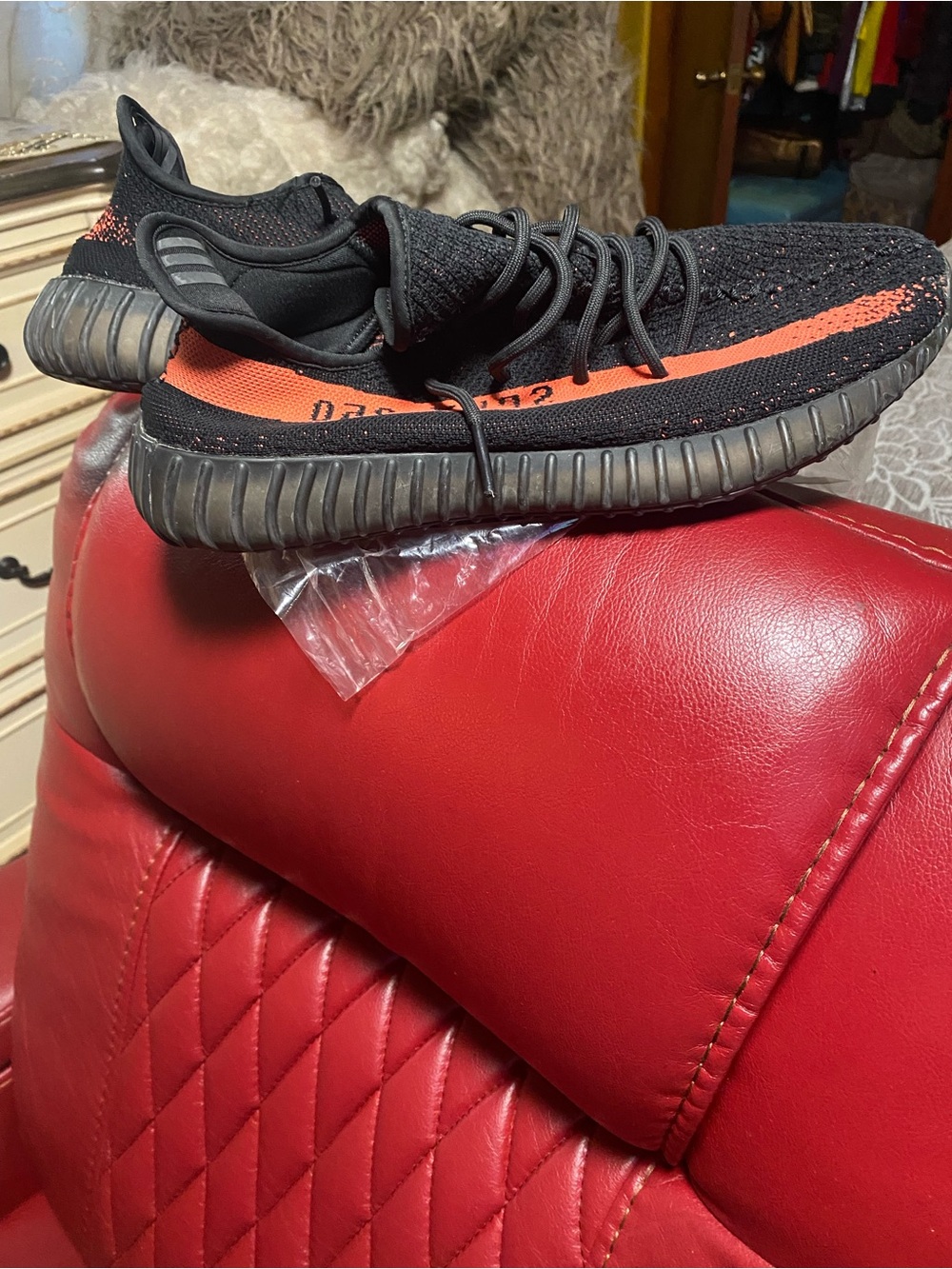 Black & Orange Knit Athletic Sneaker Yeezy? men 10.5 loose fit